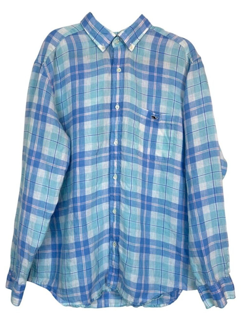 Vineyard Vines Men's XL Tucker Classic Fit Blue Plaid Button Up Shirt Preppy